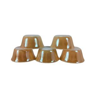 Fire - King Peach Luster Custard Cup Bowl 6oz. Set Of 5 Vintage